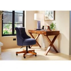 Home Decorators Collection 48 in. Rectangular Walnut 3 Drawer Writing Desk with Built-In Storage -Flora Home Decorators Soldes walnut home decorators collection writing desks wd 08 a0 1000