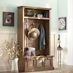 Home Decorators Collection Shutter Weathered Oak 42" W Hall Tree with Drawers -Flora Home Decorators Soldes weathered oak home decorators collection hall trees 1157310930 31 1000