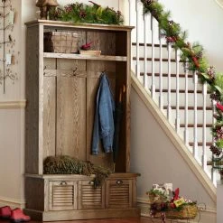 Home Decorators Collection Shutter Weathered Oak 42" W Hall Tree with Drawers -Flora Home Decorators Soldes weathered oak home decorators collection hall trees 1157310930 a0 1000