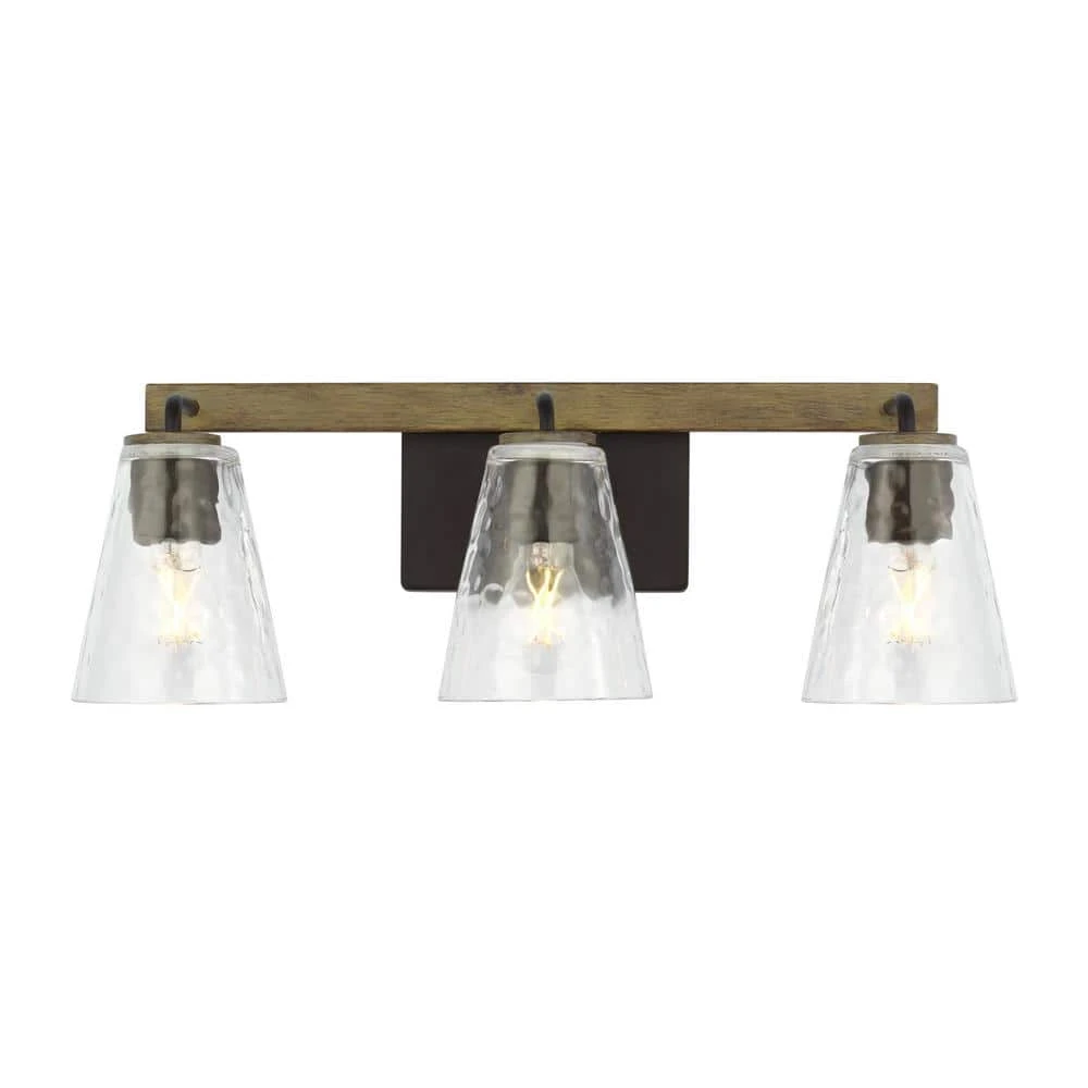 Home Decorators Collection Westbrook 3-Light Weathered Oak Rustic Farmhouse Bathroom Vanity Light with Matte Black Accents 3 Home Decorators Collection Westbrook 3-Light Weathered Oak Rustic Farmhouse Bathroom Vanity Light with Matte Black Accents