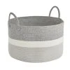 Home Decorators Collection Round Cotton Rope Gray Striped Storage Basket -Flora Home Decorators Soldes white and gray home decorators collection storage baskets jy7162hdb 64 1000