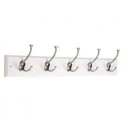 Home Decorators Collection 27 in. White and Satin Nickel Tri-Hook Rack