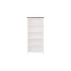 Home Decorators Collection 68.8 in. White/Haze Wood 5-shelf Standard Bookcase with Adjustable Shelves