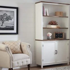 Home Decorators Collection Appleton White and Haze Finish Wood Bookcase with Concealed Storage (39 in. W x 72 in. H) -Flora Home Decorators Soldes white haze home decorators collection file cabinets sk19346br2 w 40 1000