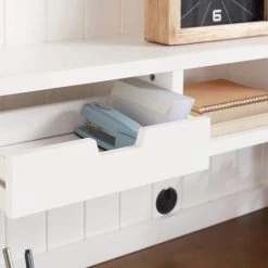 Home Decorators Collection 48 in. Rectangular White/Haze 5 Drawer Writing Desk with Solid Wood Material -Flora Home Decorators Soldes white haze home decorators collection writing desks sk19346ar2 w 1d 1000