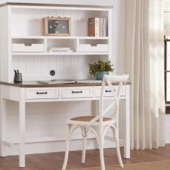 Home Decorators Collection 48 in. Rectangular White/Haze 5 Drawer Writing Desk with Solid Wood Material -Flora Home Decorators Soldes white haze home decorators collection writing desks sk19346ar2 w 40 1000