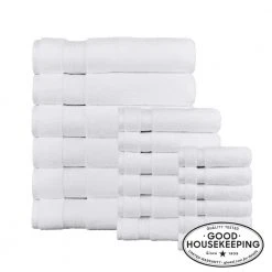 Home Decorators Collection Egyptian Cotton 18-Piece Bath Sheet Towel Set in White