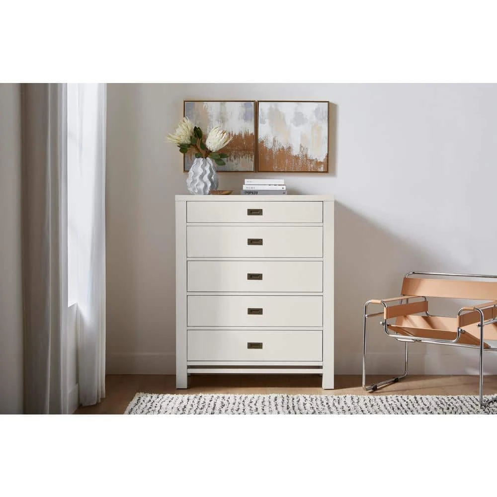 Home Decorators Collection Calden Bright White 5-Drawer Chest of Drawers (49 in. H x 40 in. W x 20 in. D) 5 Home Decorators Collection Calden Bright White 5-Drawer Chest of Drawers (49 in. H x 40 in. W x 20 in. D) - Image 3
