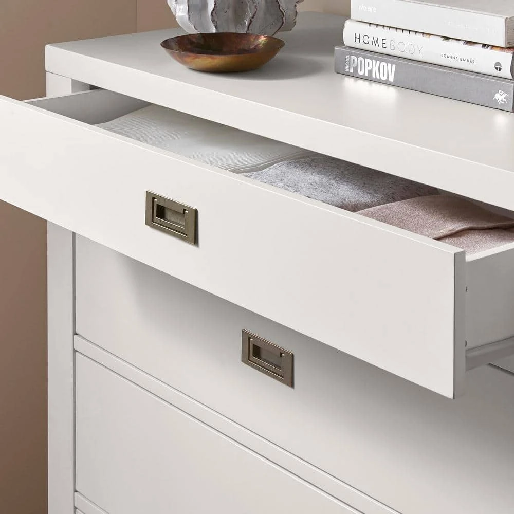 Home Decorators Collection Calden Bright White 5-Drawer Chest of Drawers (49 in. H x 40 in. W x 20 in. D) 6 Home Decorators Collection Calden Bright White 5-Drawer Chest of Drawers (49 in. H x 40 in. W x 20 in. D) - Image 4