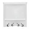 Home Decorators Collection 24 in. H x 24 in. W x 13.4 in. D White Shiplap Floating Decorative Cubby Corner Wall Shelf with Hooks