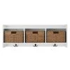 Home Decorators Collection 9.2 in. H x 40 in. W x 8.7 in. D White Wood Floating Decorative Cubby Wall Shelf with Hooks and Baskets