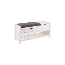 Home Decorators Collection White Wood Entryway Bench with Cushion and Concealed Storage (41.5 in. W x 19 in. H) -Flora Home Decorators Soldes white home decorators collection dining benches sk19326br1 w c3 1000