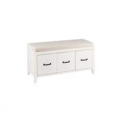 Home Decorators Collection Whitford White Wood Entryway Bench with Cushion and Concealed Storage (38 in. W x 19 in. H) -Flora Home Decorators Soldes white home decorators collection dining benches sk19330ar1 w c3 1000
