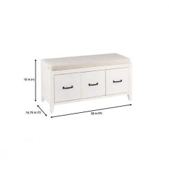 Home Decorators Collection Whitford White Wood Entryway Bench with Cushion and Concealed Storage (38 in. W x 19 in. H) -Flora Home Decorators Soldes white home decorators collection dining benches sk19330ar1 w e1 1000