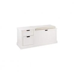 Home Decorators Collection White Wood Entryway Bench with Flip Top and Concealed Storage (46 in. W x 20 in. H) -Flora Home Decorators Soldes white home decorators collection dining benches sk19331br1 w c3 1000