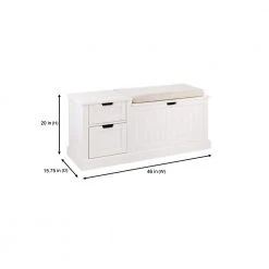 Home Decorators Collection White Wood Entryway Bench with Flip Top and Concealed Storage (46 in. W x 20 in. H) -Flora Home Decorators Soldes white home decorators collection dining benches sk19331br1 w e1 1000