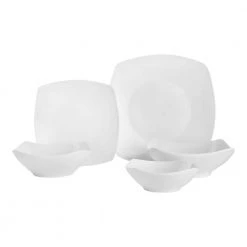 Home Decorators Collection 40-Piece Ceramic Soft Square Dinnerware Set in White (Service for 8) -Flora Home Decorators Soldes white home decorators collection dinnerware sets 116724 40r 66 1000