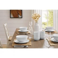 Home Decorators Collection 40-Piece Ceramic Coupe Dinnerware Set in White (Service for 8) -Flora Home Decorators Soldes white home decorators collection dinnerware sets 116730 40r 1d 1000