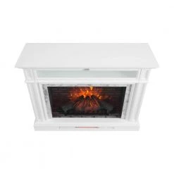 Home Decorators Collection Keighley 52 in. Freestanding Faux Marble Surround Electric Fireplace TV Stand in White -Flora Home Decorators Soldes white home decorators collection freestanding electric fireplaces 1557fm 33 201 1d 1000