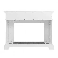 Home Decorators Collection Keighley 52 in. Freestanding Faux Marble Surround Electric Fireplace TV Stand in White -Flora Home Decorators Soldes white home decorators collection freestanding electric fireplaces 1557fm 33 201 77 1000