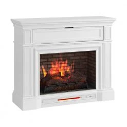 Home Decorators Collection Pinery 47.125 in. Freestanding Electric Fireplace TV Stand in White -Flora Home Decorators Soldes white home decorators collection freestanding electric fireplaces 1927fm 28 201 1f 1000