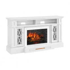 Home Decorators Collection Parkbridge 68 in. Freestanding Electric Fireplace TV Stand in White with KD Insert -Flora Home Decorators Soldes white home decorators collection freestanding electric fireplaces 2357fmm 26 201 a0 1000