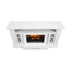 Home Decorators Collection Parkbridge 68 in. Freestanding Electric Fireplace TV Stand in White with KD Insert -Flora Home Decorators Soldes white home decorators collection freestanding electric fireplaces 2357fmm 26 201 c3 1000