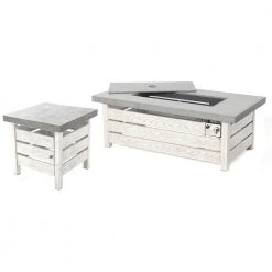 Home Decorators Collection Sunbury 48 in. Steel LP Gas White Low Profile Concrete Tile Top Fire Pit with Tank Holder (Tank Holder) (Box 2)