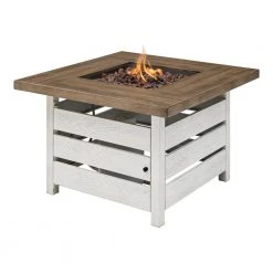 Home Decorators Collection Summerfield 39.5 in. x 25 in. Square Steel White Wood-Look Tile Top LP Gas Fire Pit -Flora Home Decorators Soldes white home decorators collection gas fire pits 2364fp 1 1f 1000
