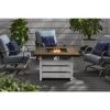Home Decorators Collection Summerfield 39.5 in. x 25 in. Square Steel White Wood-Look Tile Top LP Gas Fire Pit
