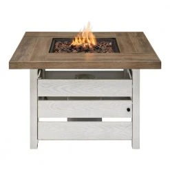 Home Decorators Collection Summerfield 39.5 in. x 25 in. Square Steel White Wood-Look Tile Top LP Gas Fire Pit -Flora Home Decorators Soldes white home decorators collection gas fire pits 2364fp 1 fa 1000