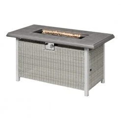 Home Decorators Collection Anaheim 49 in. x 25.5 in. Square Aluminum and Stainless Steel White Gas Fire Pit with Concrete-Look Tile Top -Flora Home Decorators Soldes white home decorators collection gas fire pits 2388fp 4 40 1000