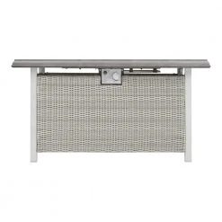 Home Decorators Collection Anaheim 49 in. x 25.5 in. Square Aluminum and Stainless Steel White Gas Fire Pit with Concrete-Look Tile Top -Flora Home Decorators Soldes white home decorators collection gas fire pits 2388fp 4 fa 1000