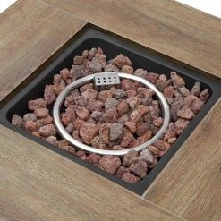 Home Decorators Collection Tucson 30 in. x 25.5 in. Square Steel White Wood-look Tile Top LP Gas Fire Pit -Flora Home Decorators Soldes white home decorators collection gas fire pits 2479fp 4 1f 1000
