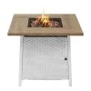 Home Decorators Collection Tucson 30 in. x 25.5 in. Square Steel White Wood-look Tile Top LP Gas Fire Pit
