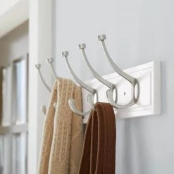 Home Decorators Collection 27 in. White Rack with 5 Satin Nickel Hooks -Flora Home Decorators Soldes white home decorators collection hooks 63090 77 1000