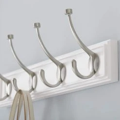 Home Decorators Collection 18 in. White Snap Install Hook Rack with 4 Satin Nickel Pill Top Hooks -Flora Home Decorators Soldes white home decorators collection hooks 63096 1d 1000