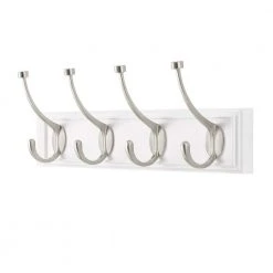 Home Decorators Collection 18 in. White Snap Install Hook Rack with 4 Satin Nickel Pill Top Hooks -Flora Home Decorators Soldes white home decorators collection hooks 63096 e1 1000