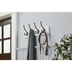 Home Decorators Collection 18 in. White Hook Rack with 4 Oil-Rubbed Bronze Pill Top Hooks -Flora Home Decorators Soldes white home decorators collection hooks 64101 31 1000