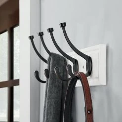 Home Decorators Collection 18 in. White Hook Rack with 4 Oil-Rubbed Bronze Pill Top Hooks -Flora Home Decorators Soldes white home decorators collection hooks 64101 4f 1000