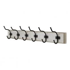 Home Decorators Collection Snap Install 27 in. Farmhouse White Hook Rack with 6 Matte Black Hooks -Flora Home Decorators Soldes white home decorators collection hooks 64181 c3 1000