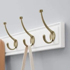 Home Decorators Collection Snap Install 27 in. White Hook Rack with 5 Champagne Bronze Pill Top Hooks -Flora Home Decorators Soldes white home decorators collection hooks 64191 1f 1000