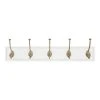 Home Decorators Collection Snap Install 27 in. White Hook Rack with 5 Champagne Bronze Pill Top Hooks