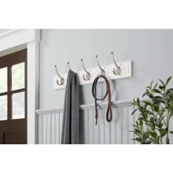 Home Decorators Collection 27 in. White Hook Rack with 5 Satin Nickel Pilltop Hooks (2-Pack) 11 Home Decorators Collection 27 in. White Hook Rack with 5 Satin Nickel Pilltop Hooks (2-Pack) -Flora Home Decorators Soldes white home decorators collection hooks 64341 31 1000