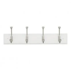 Home Decorators Collection 18 in. White Hook Rack with 4 Satin Nickel Hooks (2-Pack)