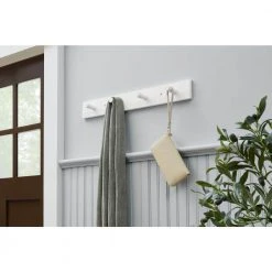 Home Decorators Collection 23 in. White Hook Rack with 4 Peg Hooks -Flora Home Decorators Soldes white home decorators collection hooks 64471 31 1000