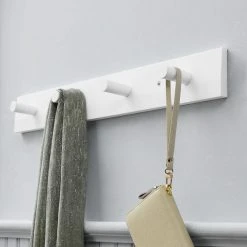 Home Decorators Collection 23 in. White Hook Rack with 4 Peg Hooks -Flora Home Decorators Soldes white home decorators collection hooks 64471 4f 1000