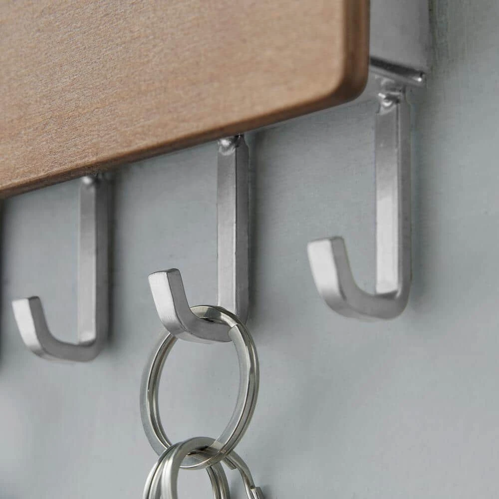 Home Decorators Collection 7 in. Hook Rack with Storage and 5 Satin Nickel Hooks 6 Home Decorators Collection 7 in. Hook Rack with Storage and 5 Satin Nickel Hooks - Image 4
