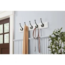 Home Decorators Collection 27 in. White Hook Rack with 5 Matte Black Pilltop Hooks (2-Pack) -Flora Home Decorators Soldes white home decorators collection hooks 64561 31 1000