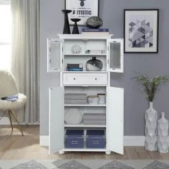 Home Decorators Collection Hampton Harbor 25 in. W x 14 in. D x 52-1/2 in. H Linen Cabinet with Drawer in White 17 Home Decorators Collection Hampton Harbor 25 in. W x 14 in. D x 52-1/2 in. H Linen Cabinet with Drawer in White -Flora Home Decorators Soldes white home decorators collection linen cabinets bf 22673 wh 4f 1000